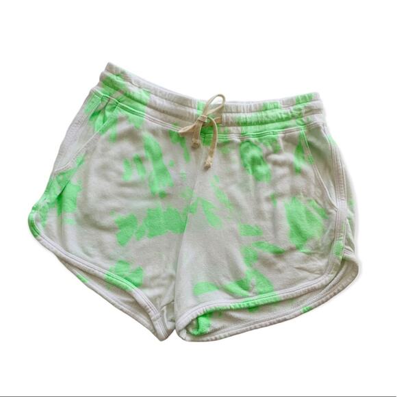 Sundry Lime Green Tie Dye White Drawstring Cut Off Short size 3 Large - Picture 1 of 9